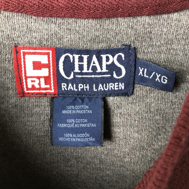 90'S Vintage Ralph Lauren Chaps V-neck Long Sleeve T-Shirt, Men's XL cotton burgundy type Vintage Second Hand