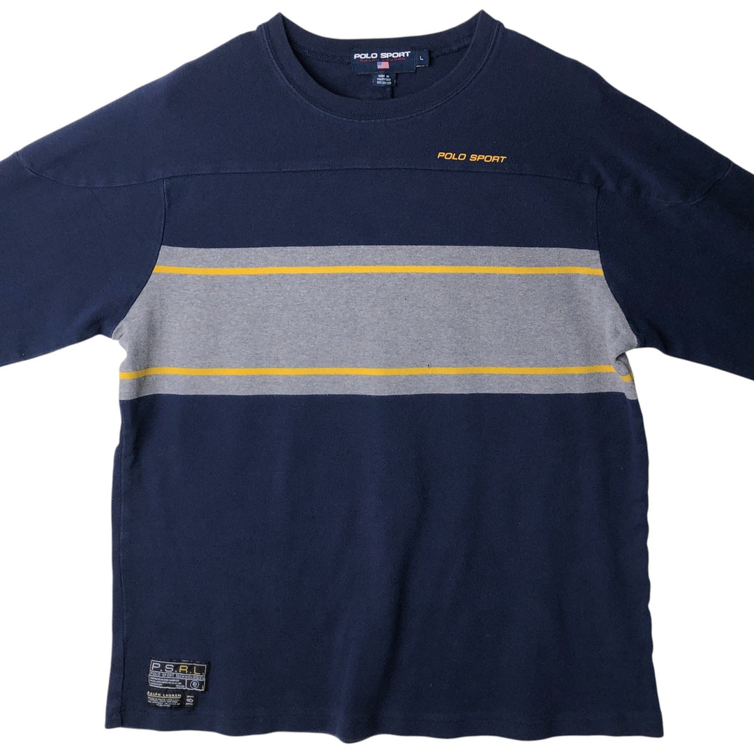 Vintage 90'S Ralph Lauren POLO SPORT long-sleeved T-shirt, size L, men's cotton navy blue type Vintage Second Hand