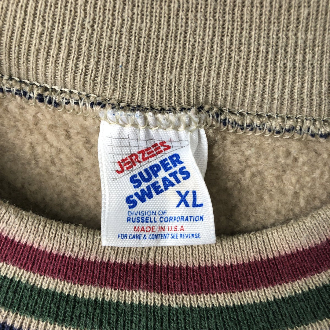80s-90'S Jerzees Plain Blank Sweatshirt Trainer Made in USA Men's XL Vintage cotton Beige type Vintage Second Hand