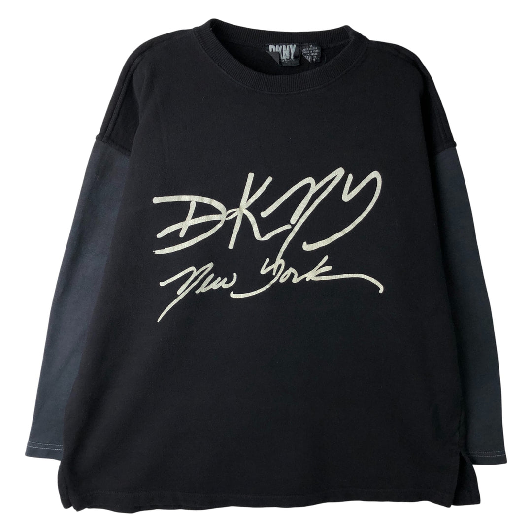 Vintage 90'S DKNY print sweatshirt, size M, men's cotton black type Vintage Second Hand