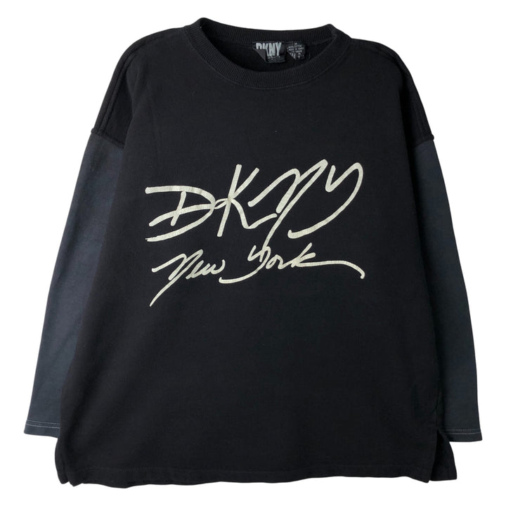 Vintage 90'S DKNY print sweatshirt, size M, men's cotton black type Vintage Second Hand