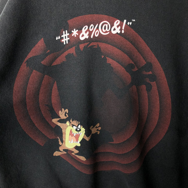 90'S Fruit of the Loom Looney Tunes Tasmanian Devil Character Sweatshirt, Men's XL cotton black type Vintage Second Hand