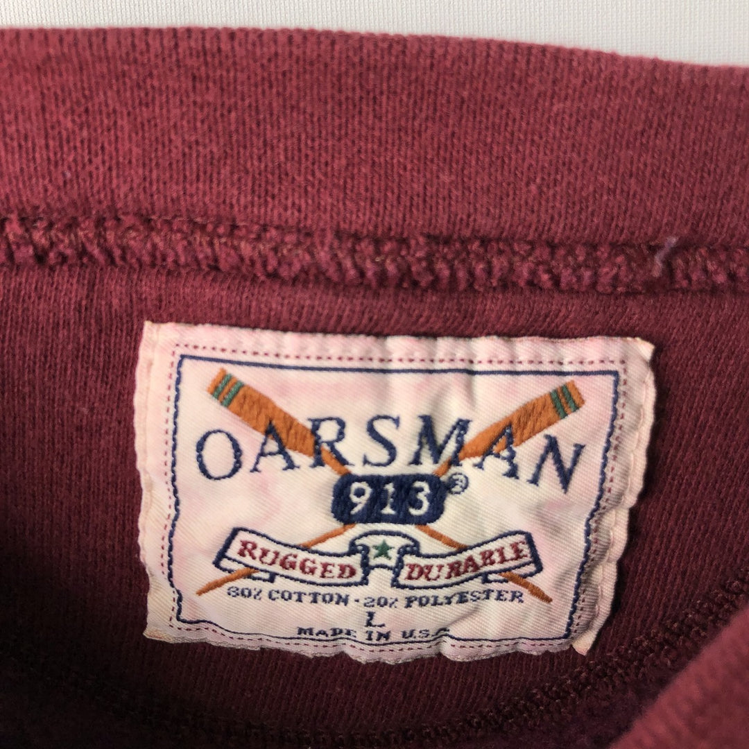 Vintage 90'S OARSMAN college sweatshirt, made in the USA, size L, men's cotton wine-red Vintage Second Hand