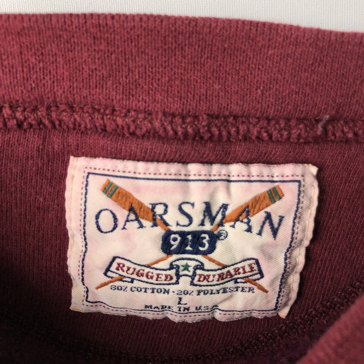 Vintage 90'S OARSMAN college sweatshirt, made in the USA, size L, men's cotton wine-red Vintage Second Hand