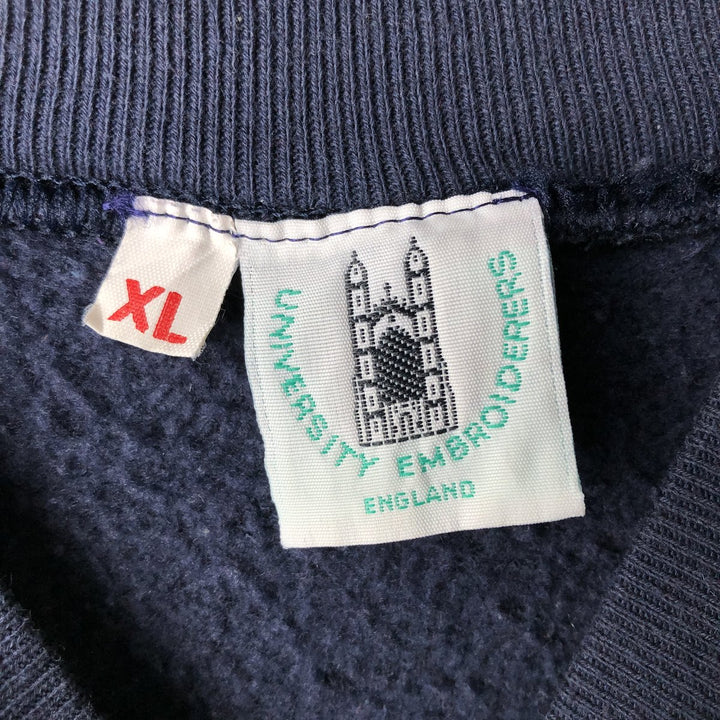 Vintage University Embroiderers college sweatshirt, made in the UK, size XL, men's. cotton navy blue type Vintage Second Hand