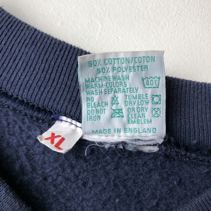 Vintage University Embroiderers college sweatshirt, made in the UK, size XL, men's. cotton navy blue type Vintage Second Hand