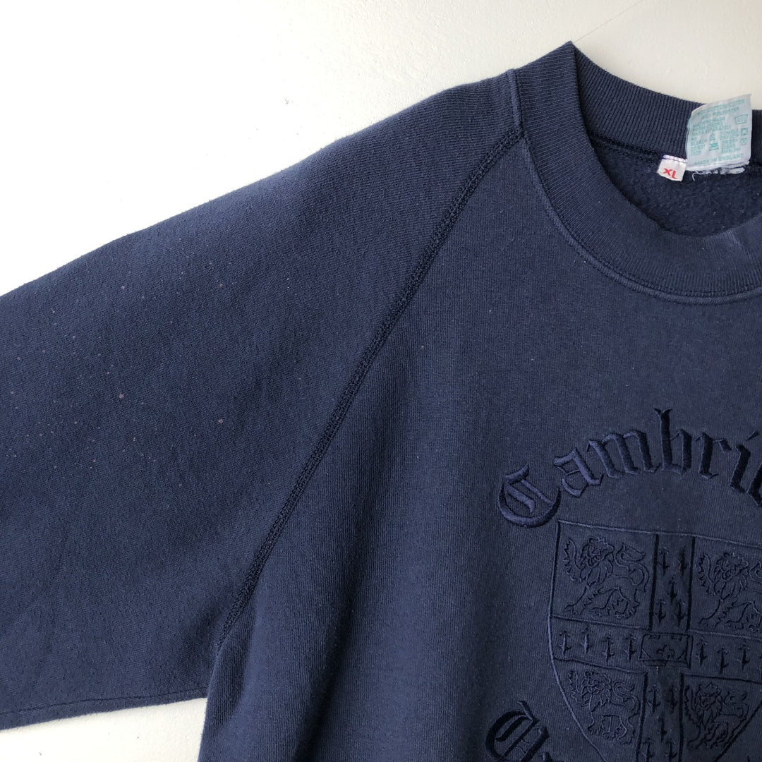 Vintage University Embroiderers college sweatshirt, made in the UK, size XL, men's. cotton navy blue type Vintage Second Hand