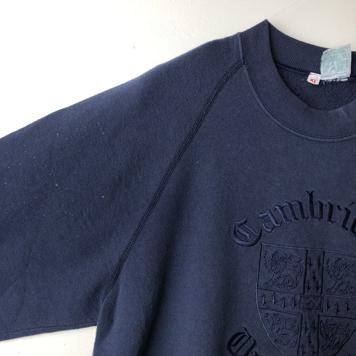Vintage University Embroiderers college sweatshirt, made in the UK, size XL, men's. cotton navy blue type Vintage Second Hand