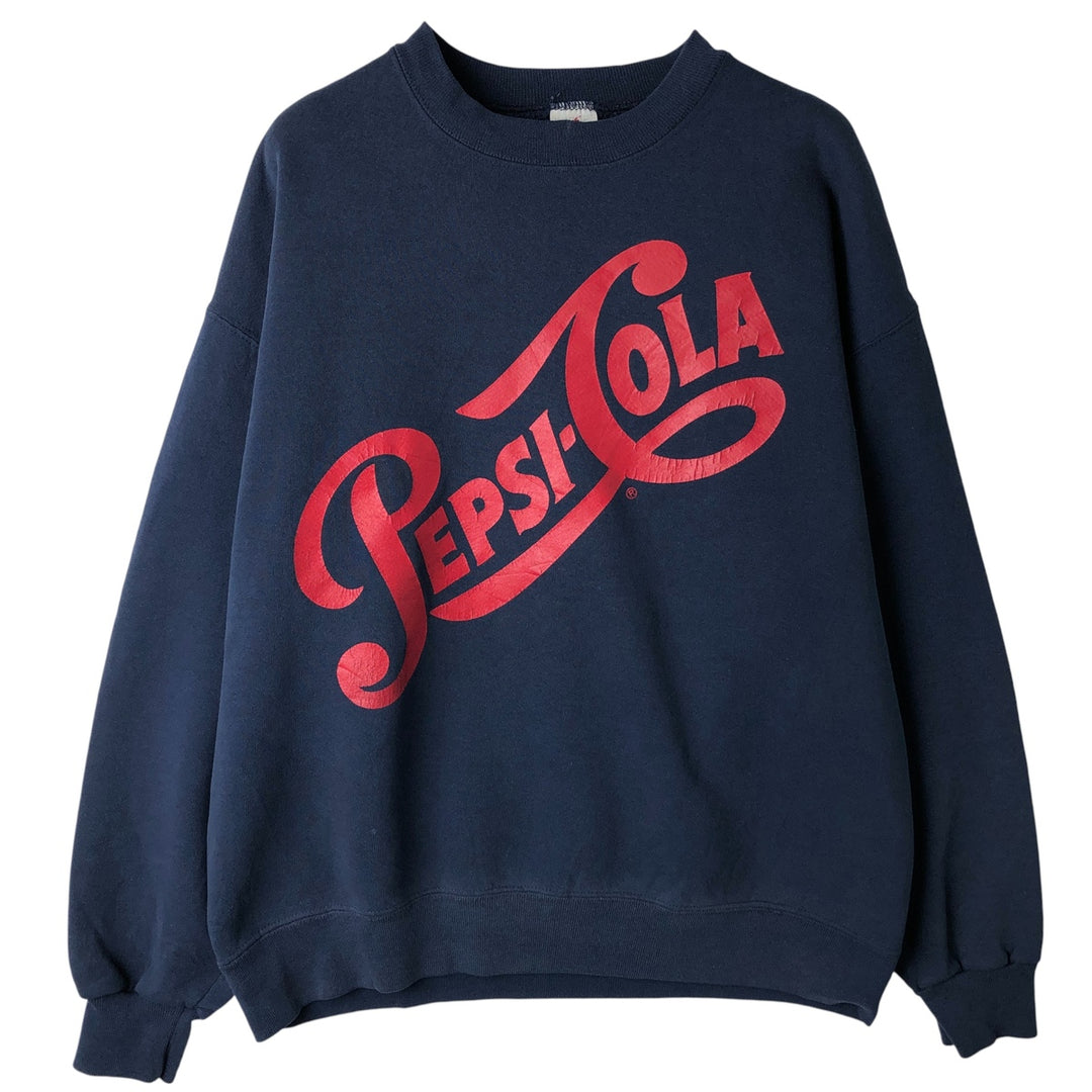 Vintage 80s-90'S Jersey Pepsi Cola Advertising Sweatshirt, Made in USA, Men's Size L cotton navy blue type Vintage Second Hand