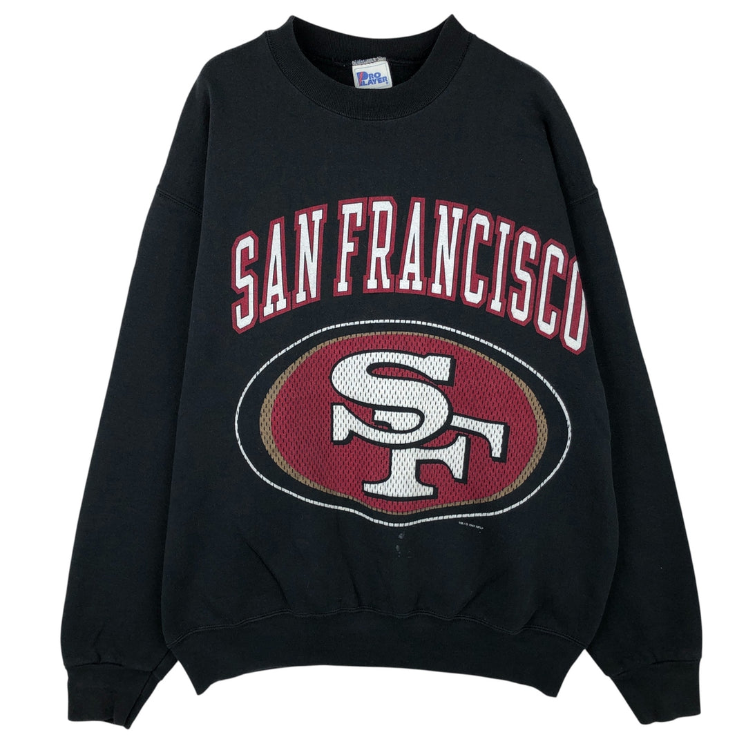 90'S Pro Player NFL San Francisco 49ers Printed Sweatshirt, Men's Size XL cotton black type Vintage Second Hand