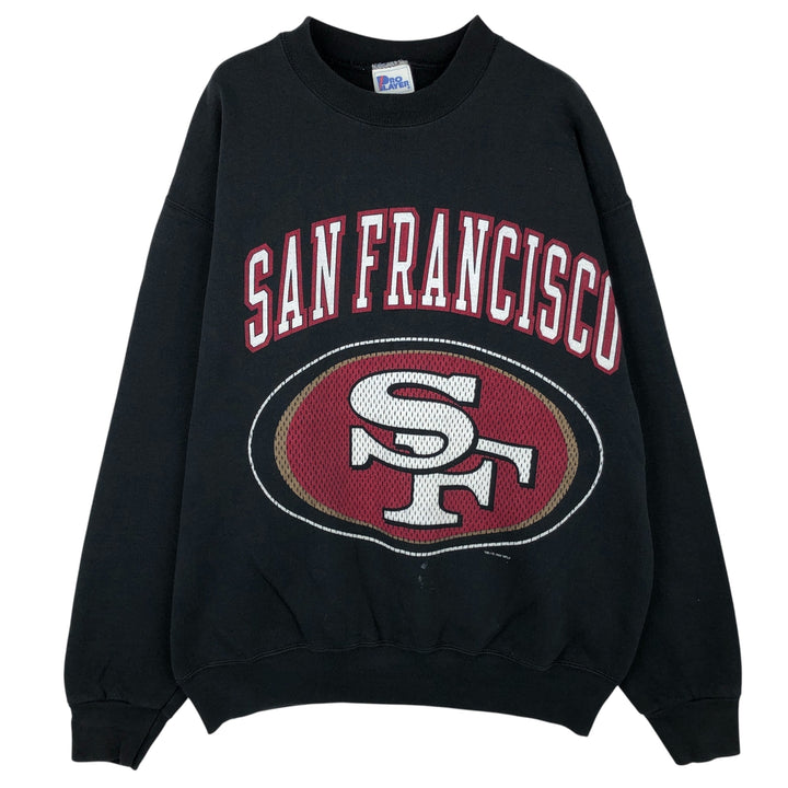 90'S Pro Player NFL San Francisco 49ers Printed Sweatshirt, Men's Size XL cotton black type Vintage Second Hand