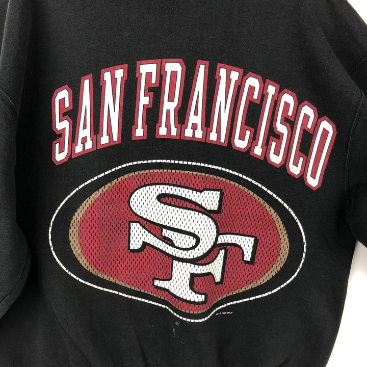 90'S Pro Player NFL San Francisco 49ers Printed Sweatshirt, Men's Size XL cotton black type Vintage Second Hand