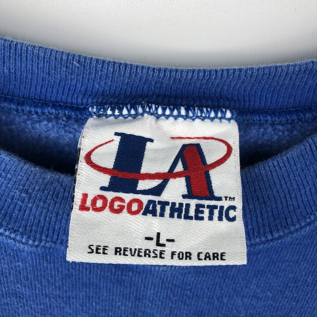 90'S Logo Athletic NHL St. Louis Blues Print Sweatshirt, Made in USA, Men's Size L cotton blue type Vintage Second Hand