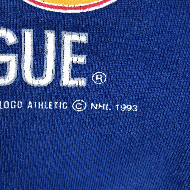 90'S Logo Athletic NHL St. Louis Blues Print Sweatshirt, Made in USA, Men's Size L cotton blue type Vintage Second Hand