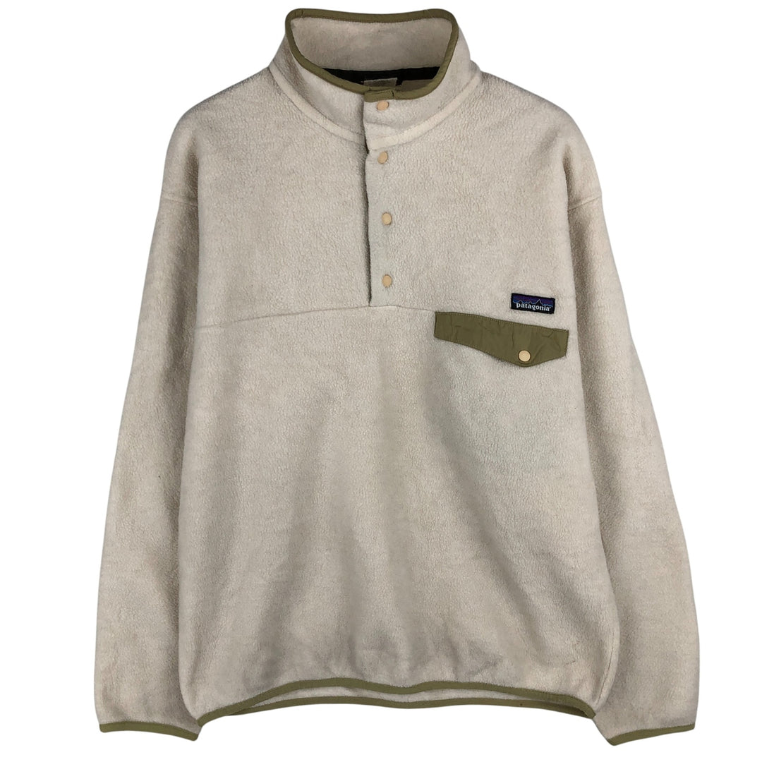 2000'S Patagonia Synchilla Snap-T 25450F6 Half-Snap Fleece Pullover, Men's Size Medium polyester unbleached Vintage Second Hand