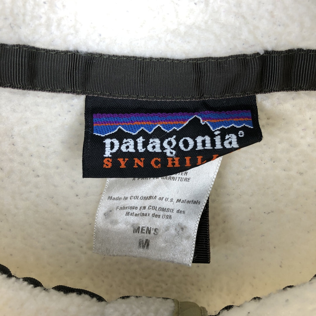 2000'S Patagonia Synchilla Snap-T 25450F6 Half-Snap Fleece Pullover, Men's Size Medium polyester unbleached Vintage Second Hand