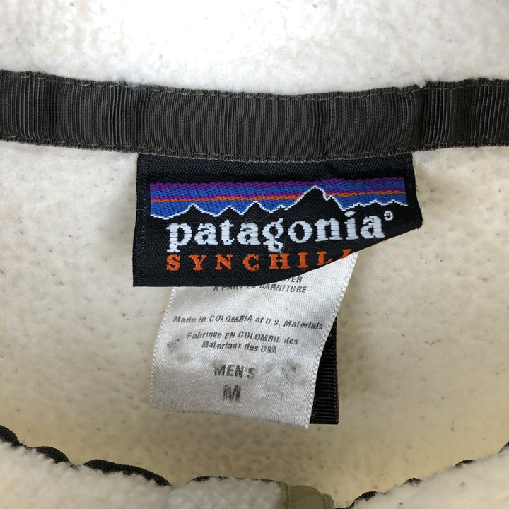 2000'S Patagonia Synchilla Snap-T 25450F6 Half-Snap Fleece Pullover, Men's Size Medium polyester unbleached Vintage Second Hand
