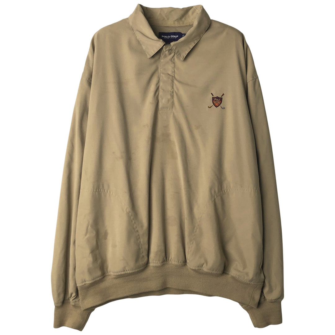 Ralph Lauren POLO GOLF Polo Golf collared half-snap warm-up pullover, men's size XL polyester Beige type Vintage Second Hand