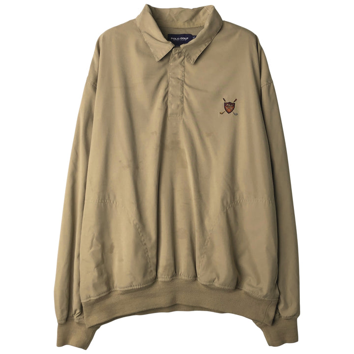 Ralph Lauren POLO GOLF Polo Golf collared half-snap warm-up pullover, men's size XL polyester Beige type Vintage Second Hand