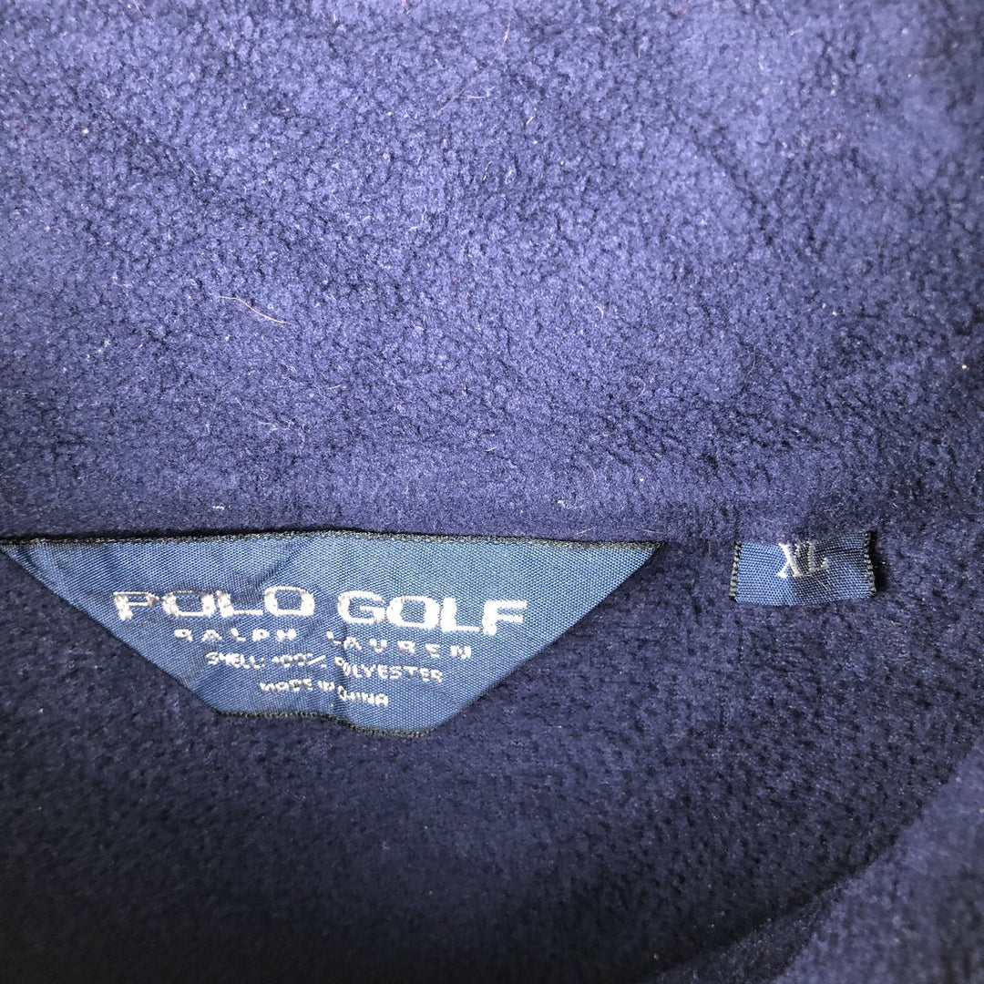 Vintage 90'S Ralph Lauren POLO GOLF Half-Snap Fleece Pullover, Men's XL polyester navy blue type Vintage Second Hand