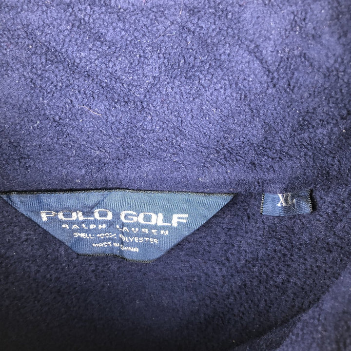 Vintage 90'S Ralph Lauren POLO GOLF Half-Snap Fleece Pullover, Men's XL polyester navy blue type Vintage Second Hand