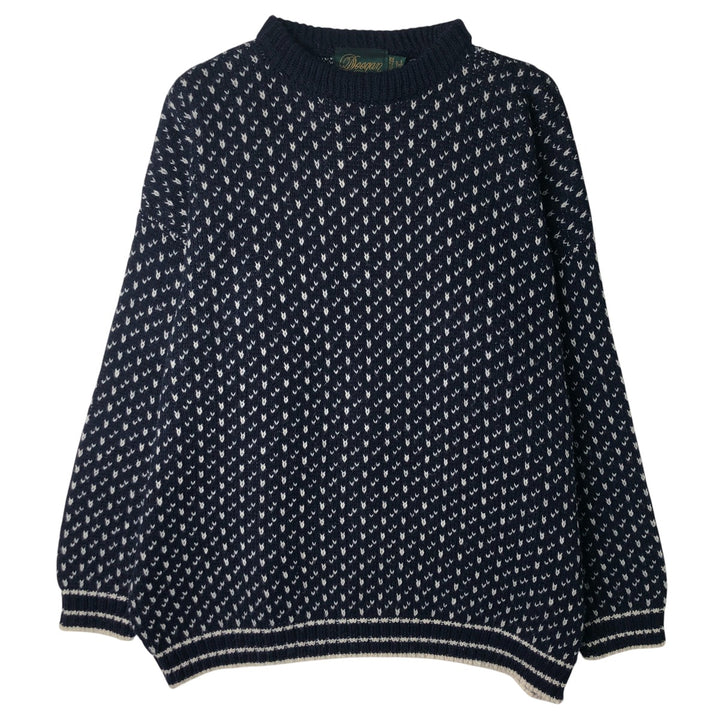 Vintage 80s-90'S WOOLOVERS Birdseye Pattern Wool Knit Sweater, Men's Size XL wool black type Vintage Second Hand