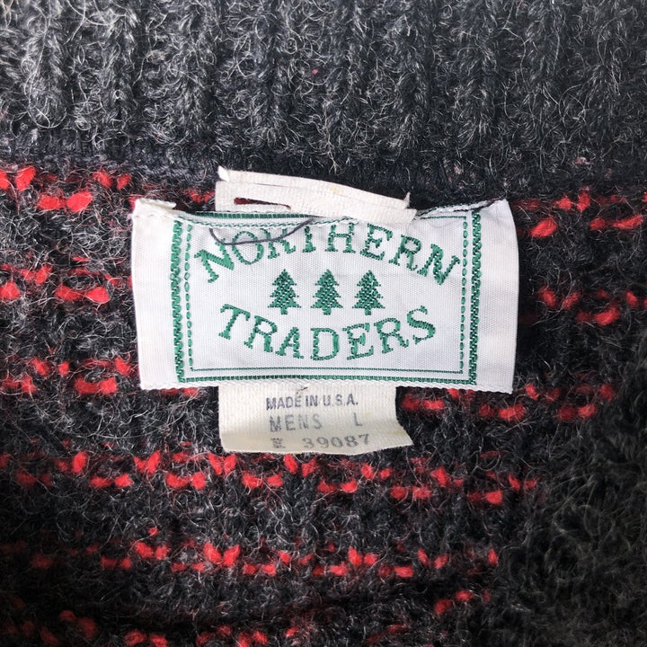 Vintage NORTHERN TRADERS Birdseye Pattern Wool Knit Sweater, Made in USA, Men's Size L wool red type Vintage Second Hand