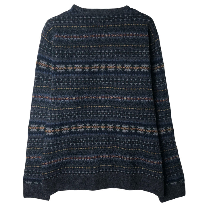 Ralph Lauren POLO by Ralph Lauren all-over print wool knit sweater, men's size XXL wool navy blue type Vintage Second Hand