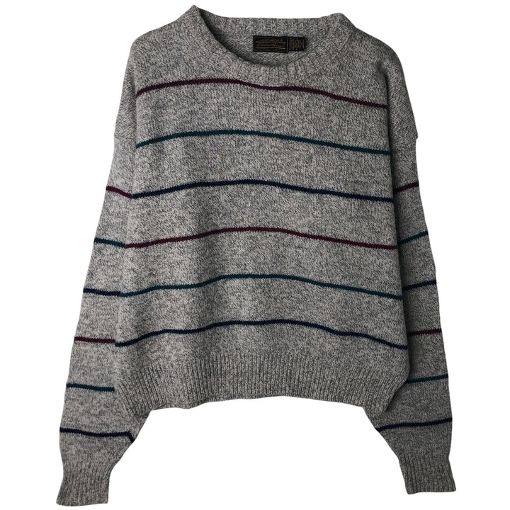 Vintage 1980'S Eddie Bauer black tag striped wool knit sweater, made in the USA, men's size XL wool gray type Vintage Second Hand