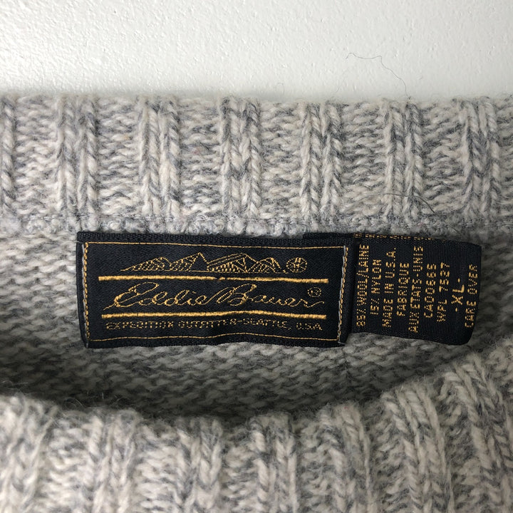 Vintage 1980'S Eddie Bauer black tag striped wool knit sweater, made in the USA, men's size XL wool gray type Vintage Second Hand