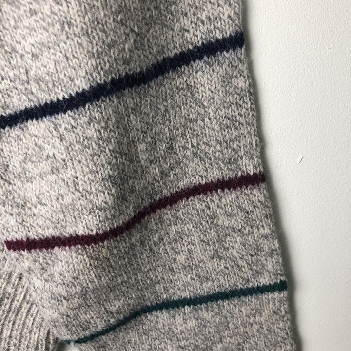 Vintage 1980'S Eddie Bauer black tag striped wool knit sweater, made in the USA, men's size XL wool gray type Vintage Second Hand