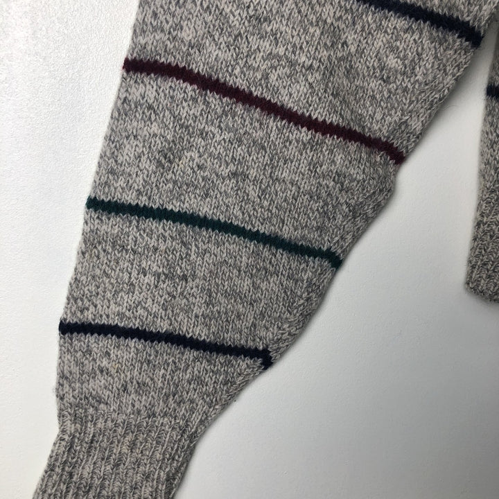 Vintage 1980'S Eddie Bauer black tag striped wool knit sweater, made in the USA, men's size XL wool gray type Vintage Second Hand