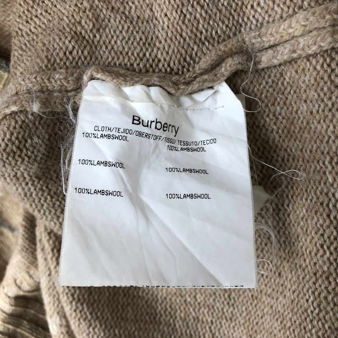 Burberry's BURBERRY LONDON Check Pattern V-Neck Lambswool Knit Sweater, Made in Spain, Women's Size Small Lamb wool Beige type Vintage Second Hand