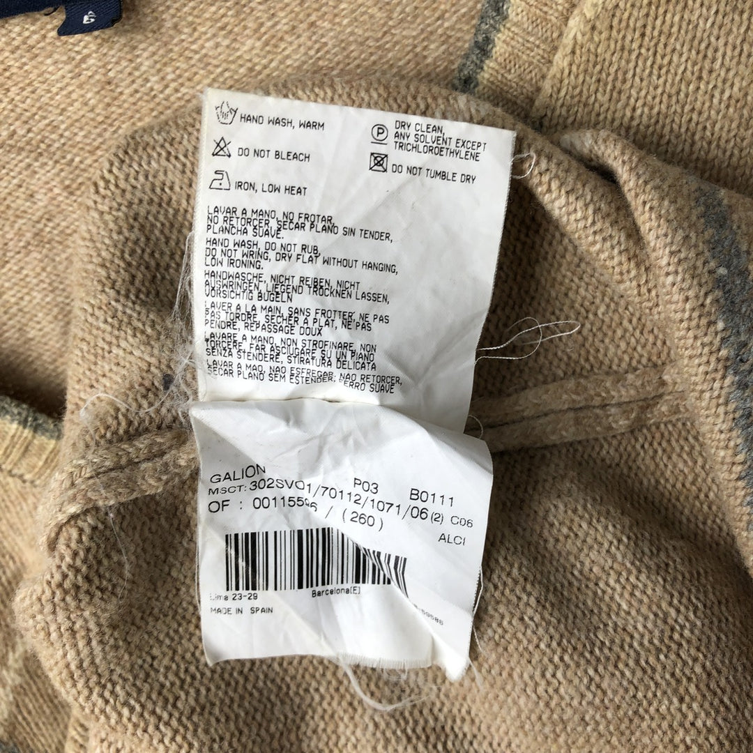 Burberry's BURBERRY LONDON Check Pattern V-Neck Lambswool Knit Sweater, Made in Spain, Women's Size Small Lamb wool Beige type Vintage Second Hand