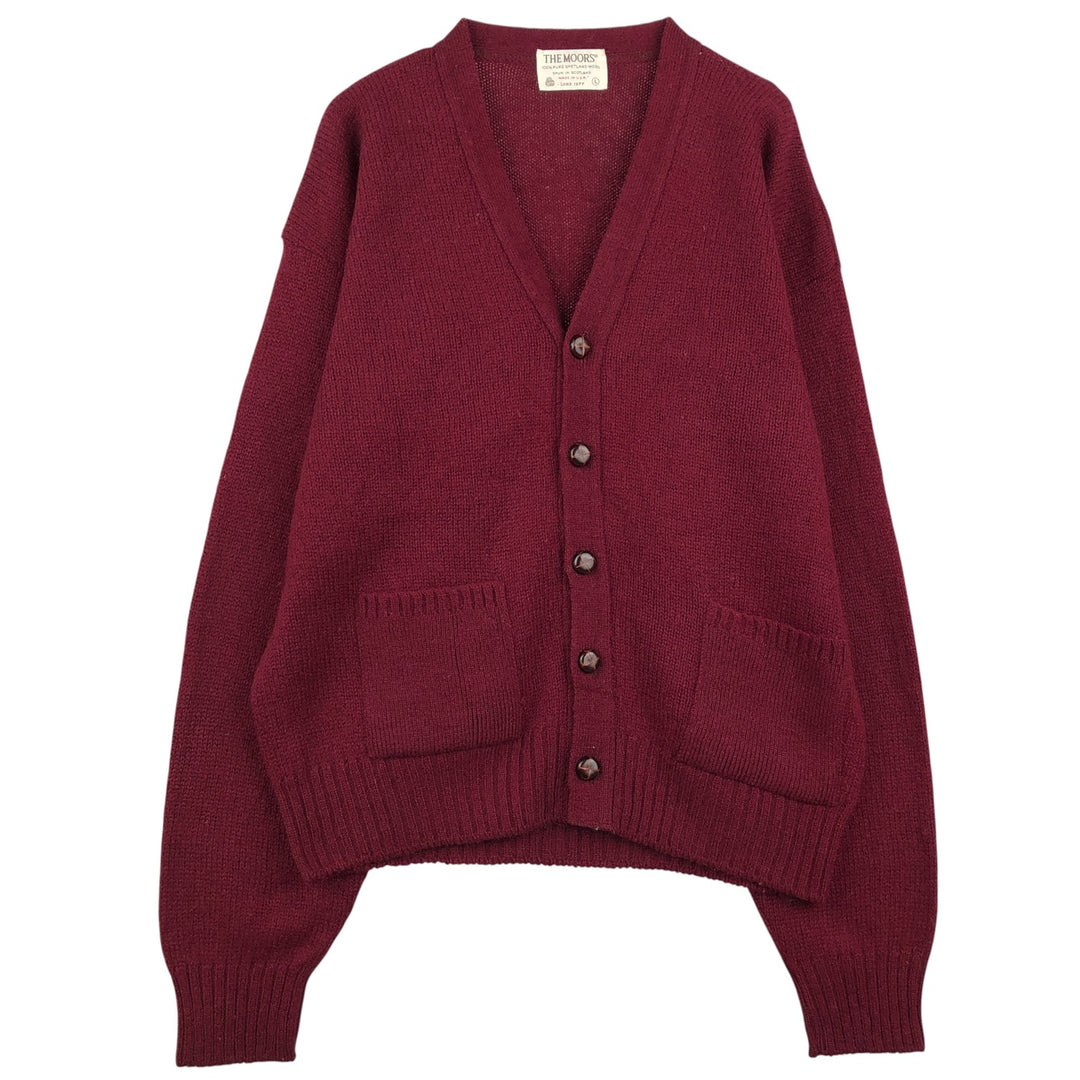 THE MOORS LORD JEFF Wool Knit Cardigan, Made in USA, Men's Size L, Vintage wool wine-red Vintage Second Hand