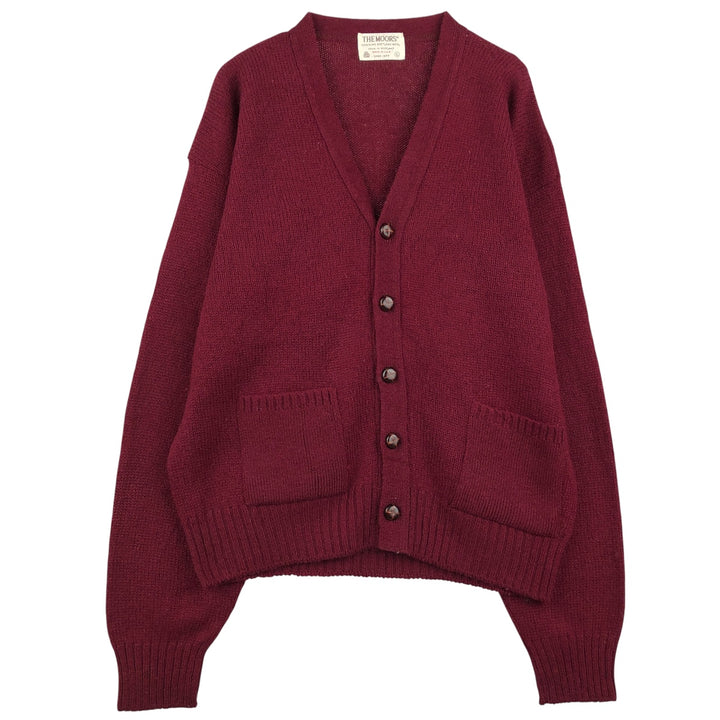THE MOORS LORD JEFF Wool Knit Cardigan, Made in USA, Men's Size L, Vintage wool wine-red Vintage Second Hand