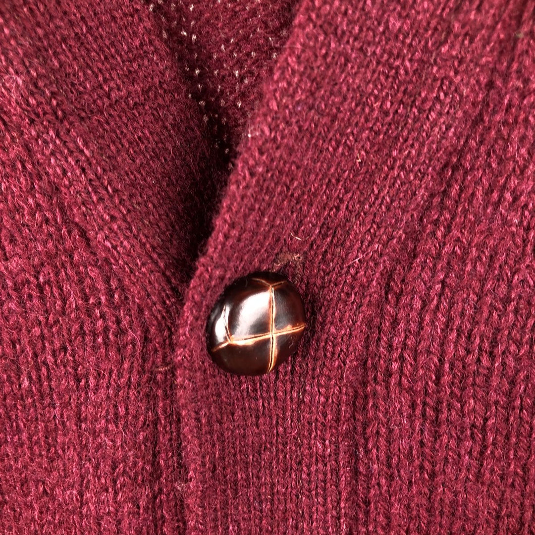 THE MOORS LORD JEFF Wool Knit Cardigan, Made in USA, Men's Size L, Vintage wool wine-red Vintage Second Hand