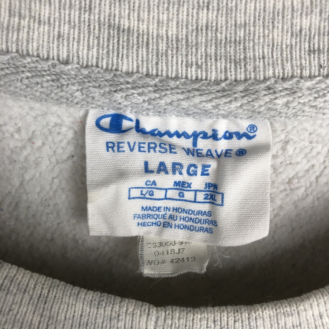 Champion REVERSE WEAVE Reverse Weave College Sweatshirt Trainer Men's L size cotton white type Vintage Second Hand