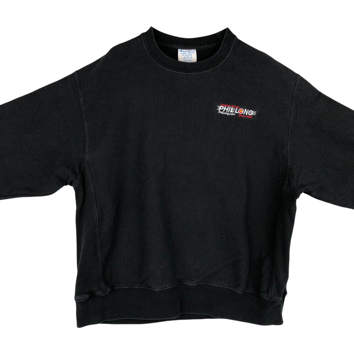 Champion Reverse Weave PHIL LONG Advertising Sweatshirt, Men's XL cotton black type Vintage Second Hand