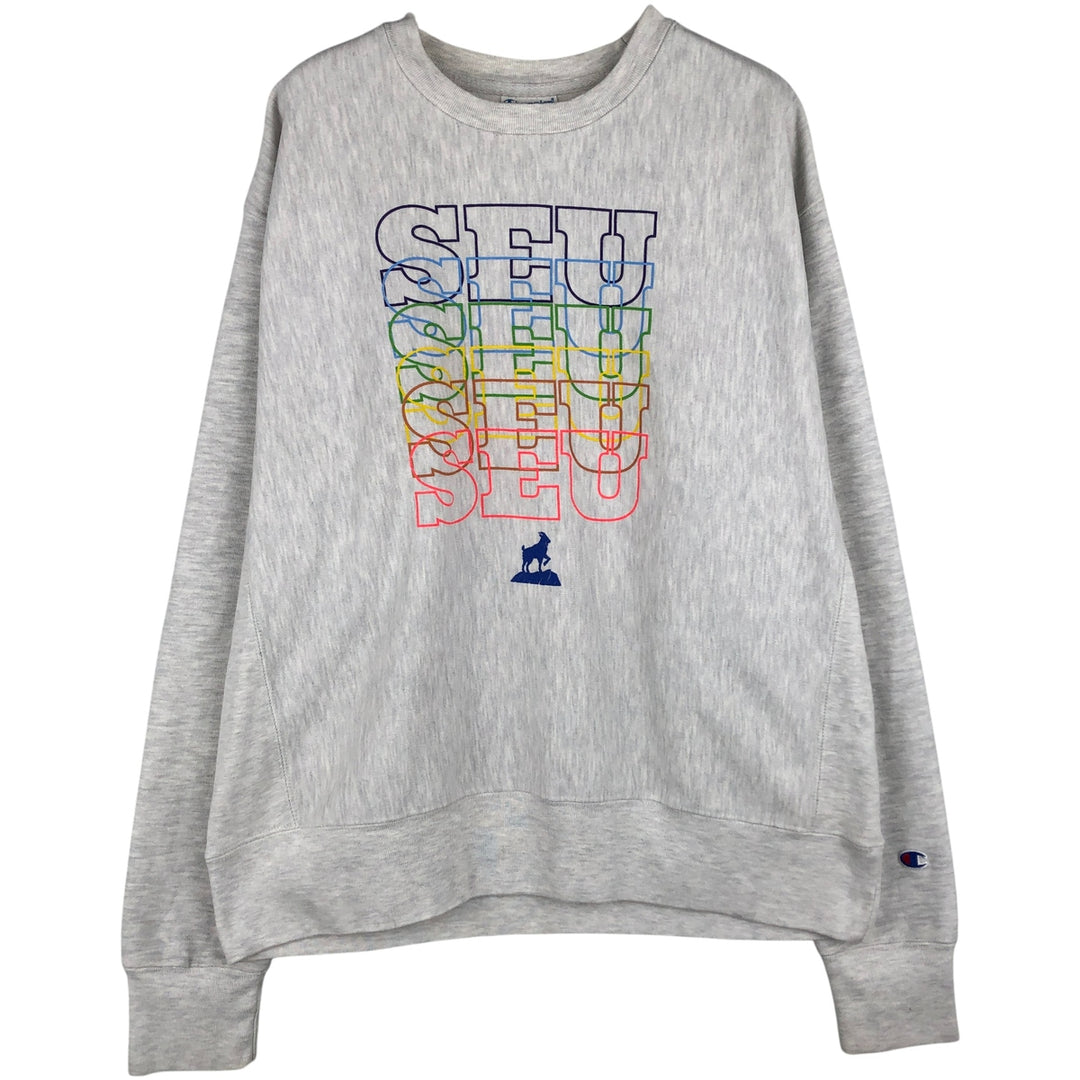 Champion Reverse Weave College Character Sweatshirt, Men's Size L cotton pale white type Vintage Second Hand