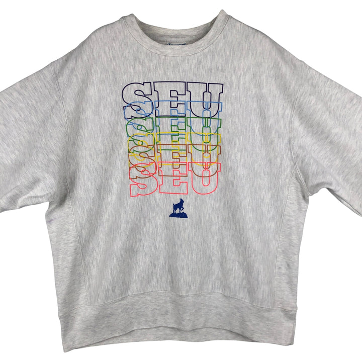 Champion Reverse Weave College Character Sweatshirt, Men's Size L cotton pale white type Vintage Second Hand
