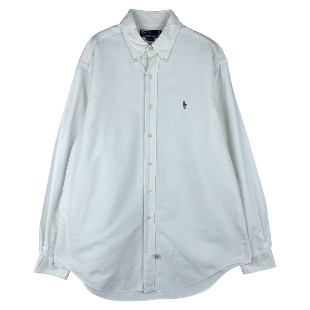 Ralph Lauren POLO by Ralph Lauren long sleeve button down shirt, men's size L cotton white type Vintage Second Hand