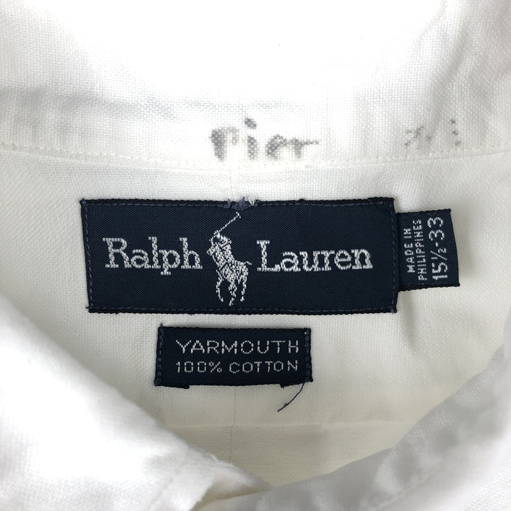 Ralph Lauren YARMOUTH long sleeve button down shirt, men's size M cotton white type Vintage Second Hand