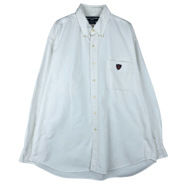 Ralph Lauren Golf Tilden long-sleeved button-down shirt, men's size XL cotton white type Vintage Second Hand