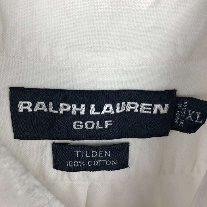 Ralph Lauren Golf Tilden long-sleeved button-down shirt, men's size XL cotton white type Vintage Second Hand