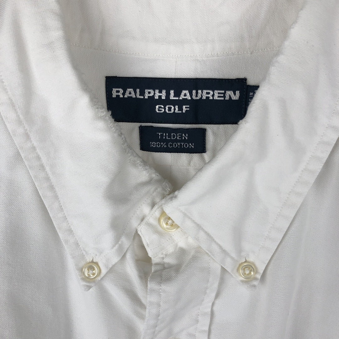 Ralph Lauren Golf Tilden long-sleeved button-down shirt, men's size XL cotton white type Vintage Second Hand