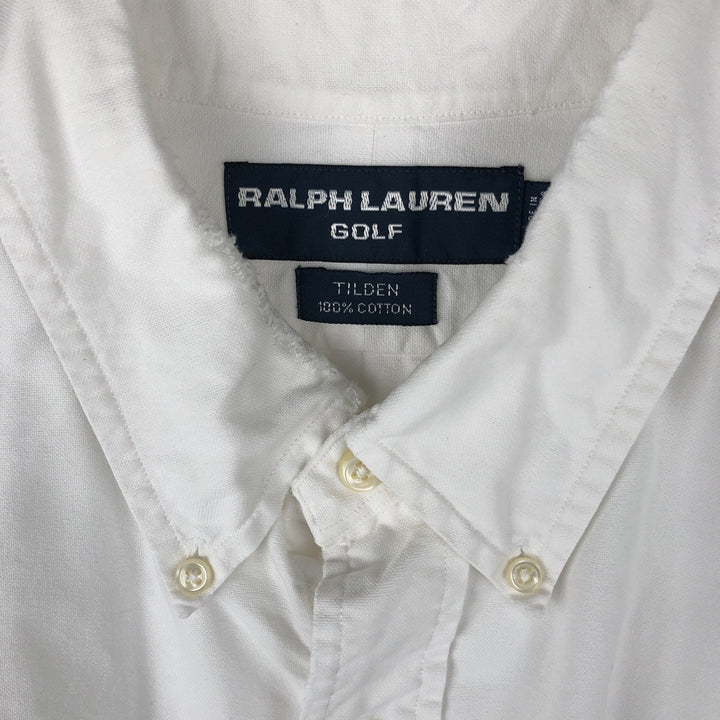 Ralph Lauren Golf Tilden long-sleeved button-down shirt, men's size XL cotton white type Vintage Second Hand