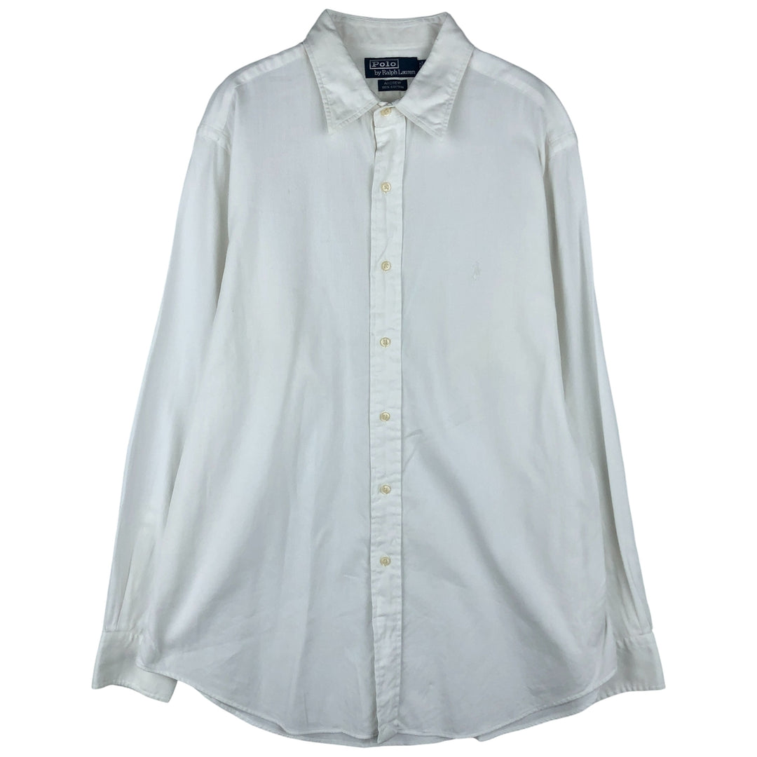 Ralph Lauren POLO by Ralph Lauren ANDREW long sleeve cotton shirt, men's size L cotton white type Vintage Second Hand