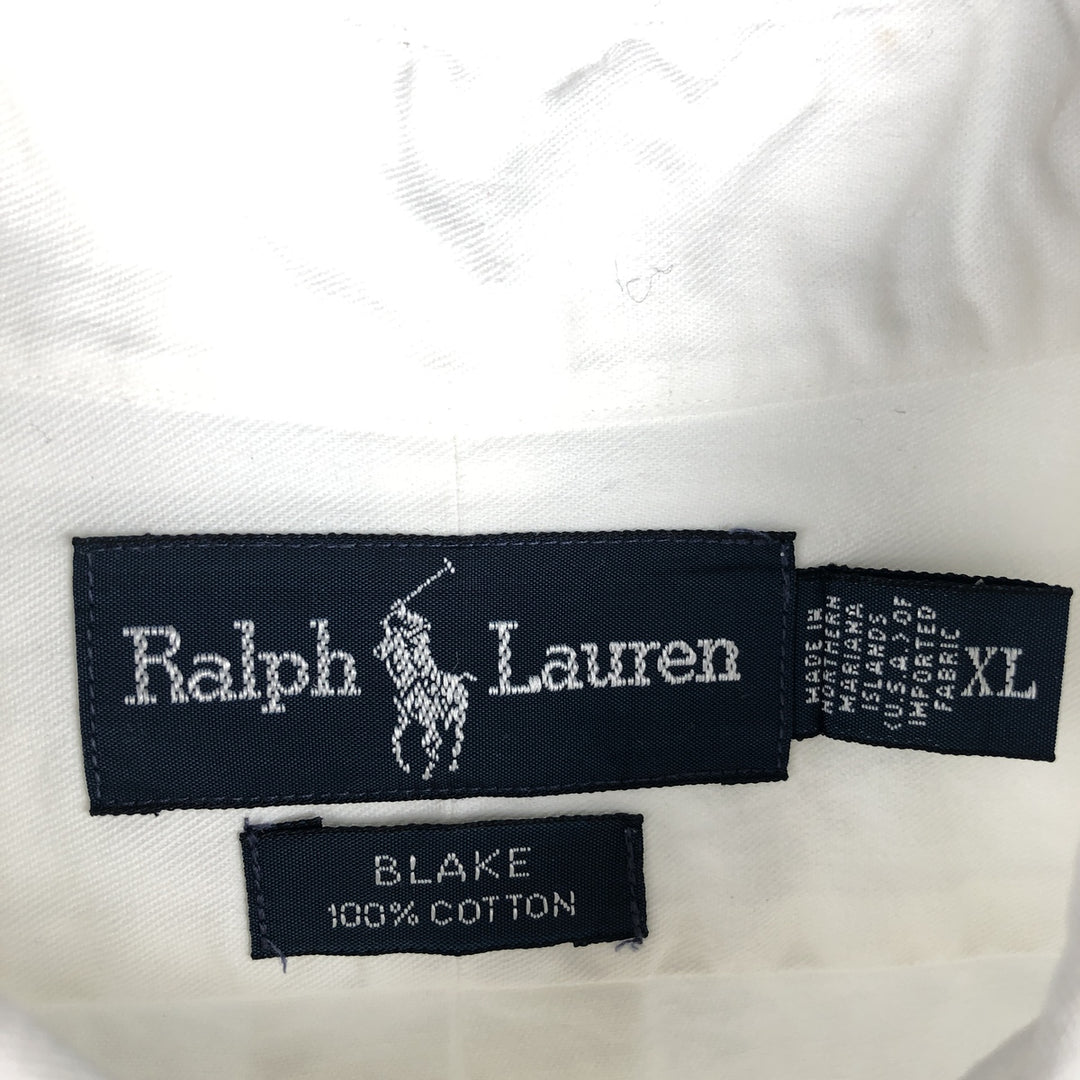 Ralph Lauren BLAKE long sleeve button down shirt, men's XL size cotton white type Vintage Second Hand