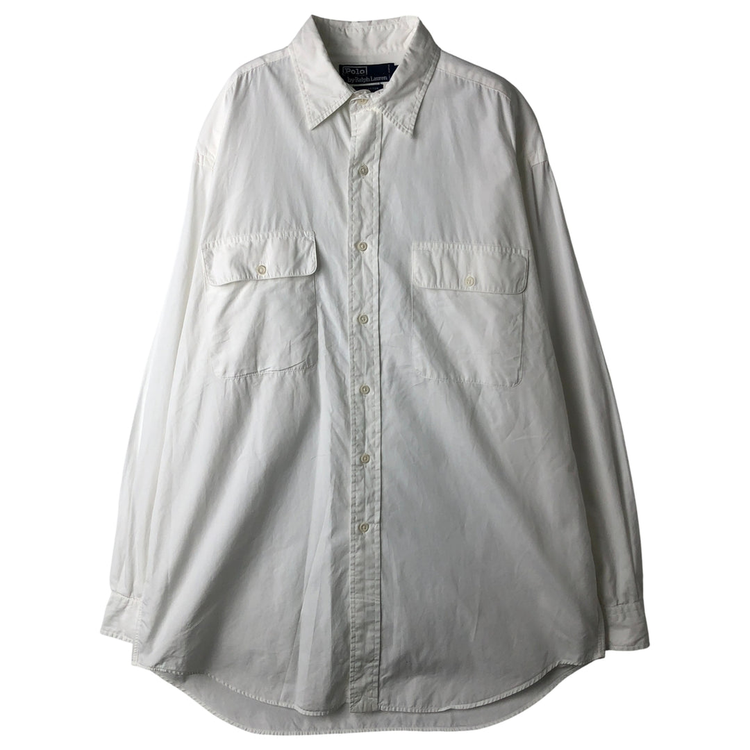 Ralph Lauren POLO by Ralph Lauren long-sleeved cotton shirt, men's size M cotton white type Vintage Second Hand